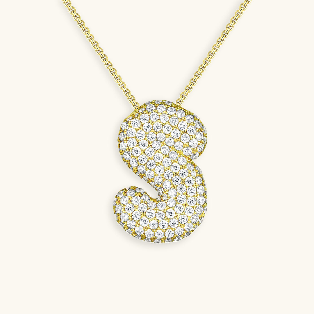 LunaBubble Initial Necklace with Diamond Effect – Personal Gift for Mother's Day