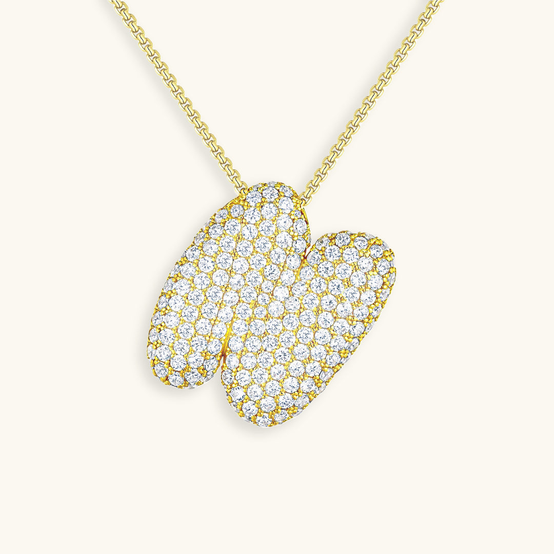 LunaBubble Initial Necklace with Diamond Effect – Personal Gift for Mother's Day
