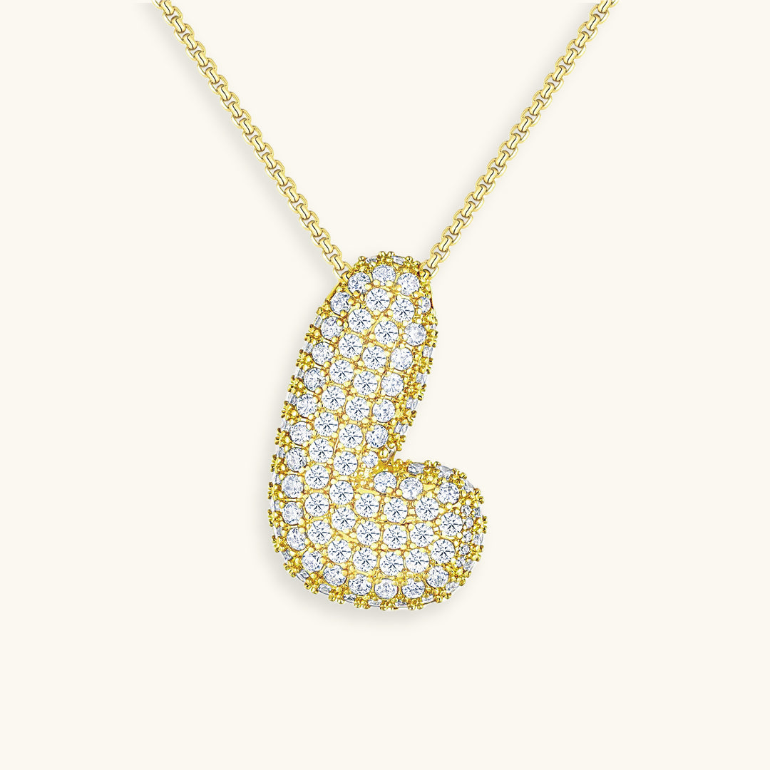 LunaBubble Initial Necklace with Diamond Effect – Personal Gift for Mother's Day