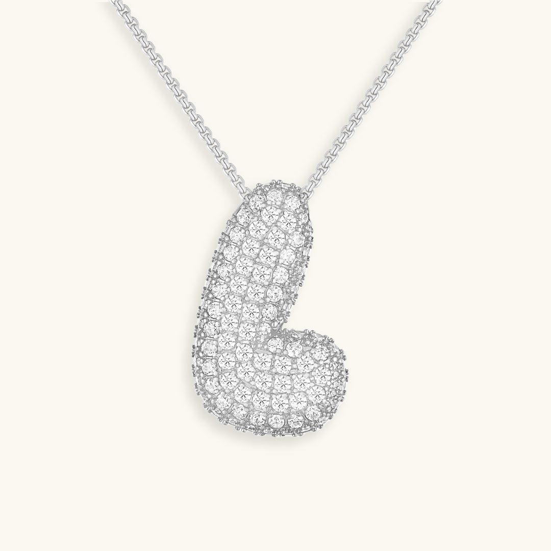 LunaBubble Initial Necklace with Diamond Effect – Personal Gift for Mother's Day