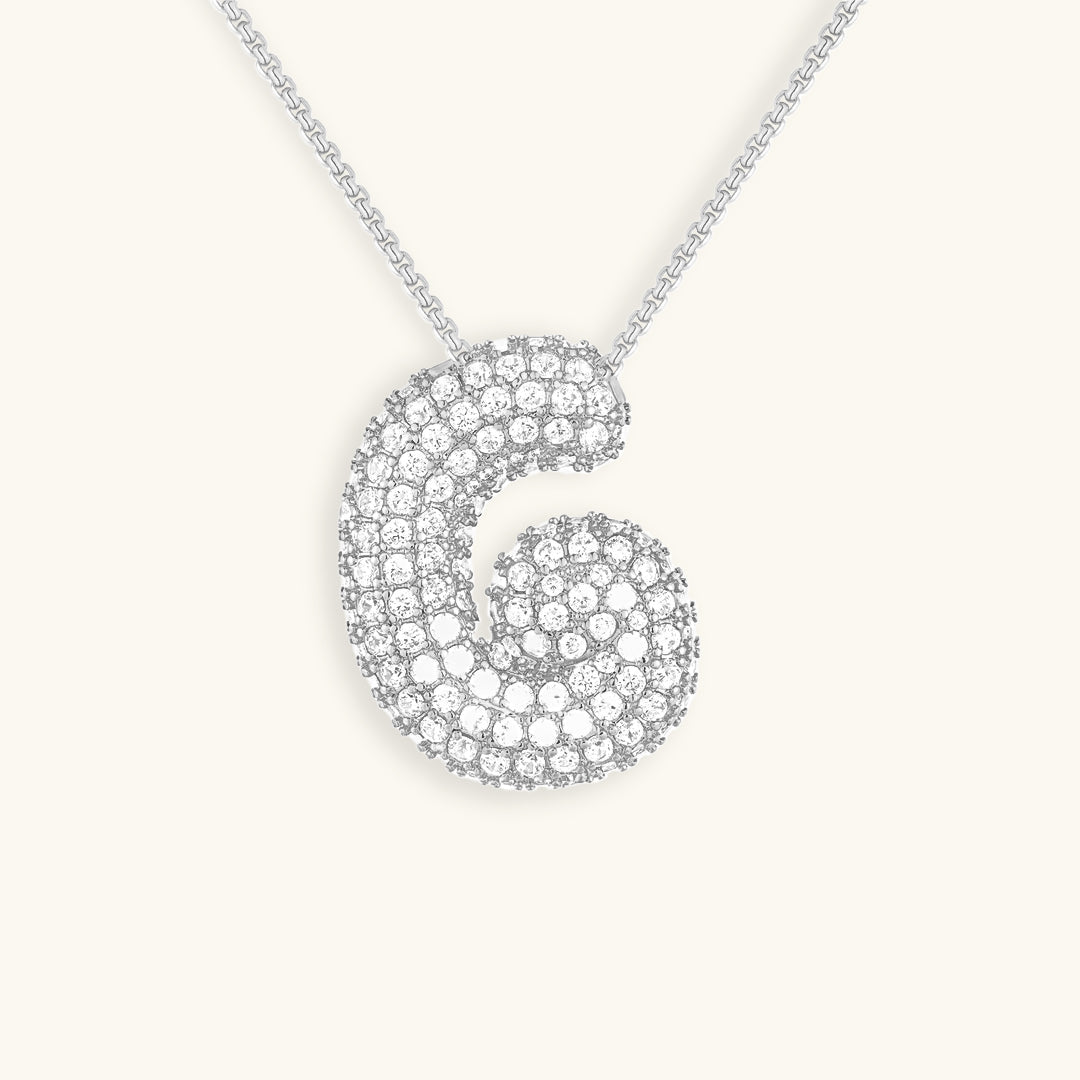 LunaBubble Initial Necklace with Diamond Effect – Personal Gift for Mother's Day