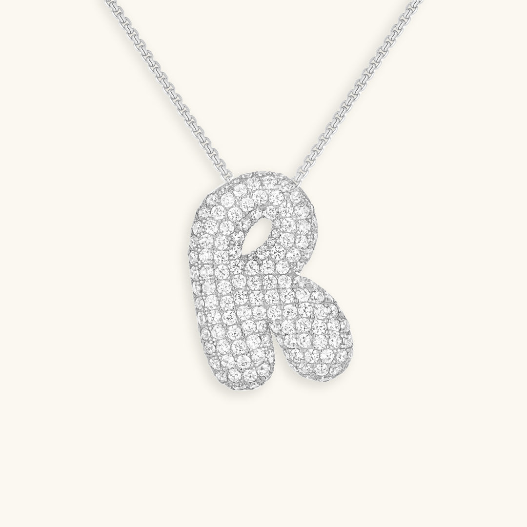 LunaBubble Initial Necklace with Diamond Effect – Personal Gift for Mother's Day