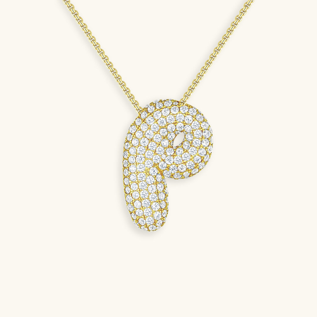 LunaBubble Initial Necklace with Diamond Effect – Personal Gift for Mother's Day