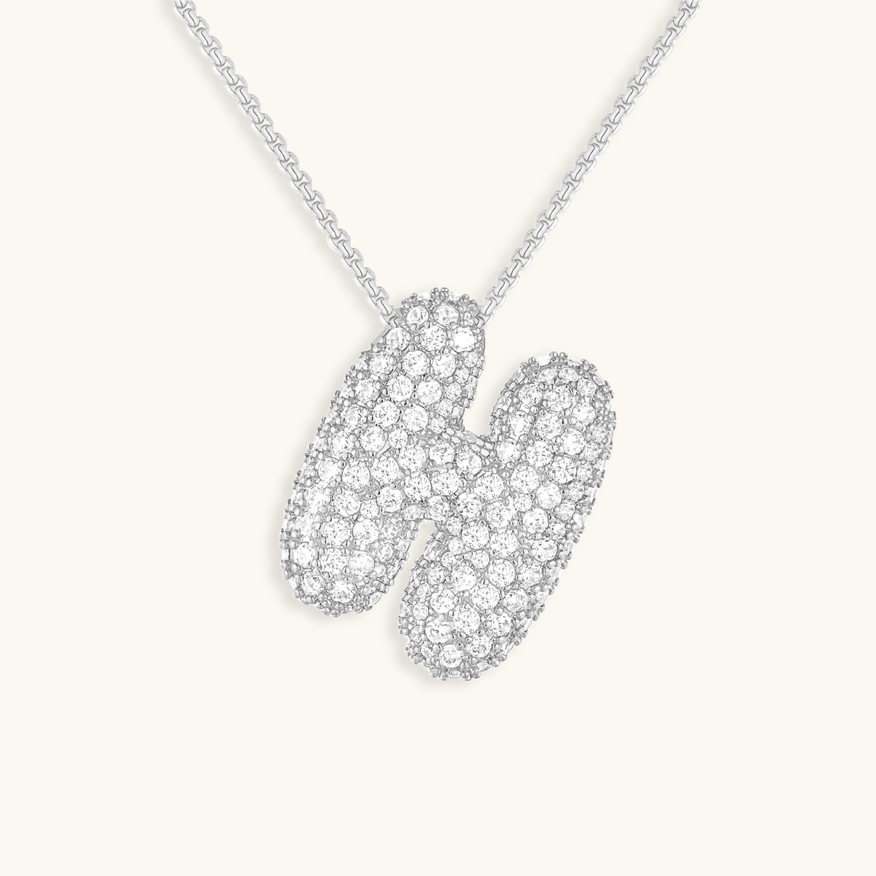 LunaBubble Initial Necklace with Diamond Effect – Personal Gift for Mother's Day