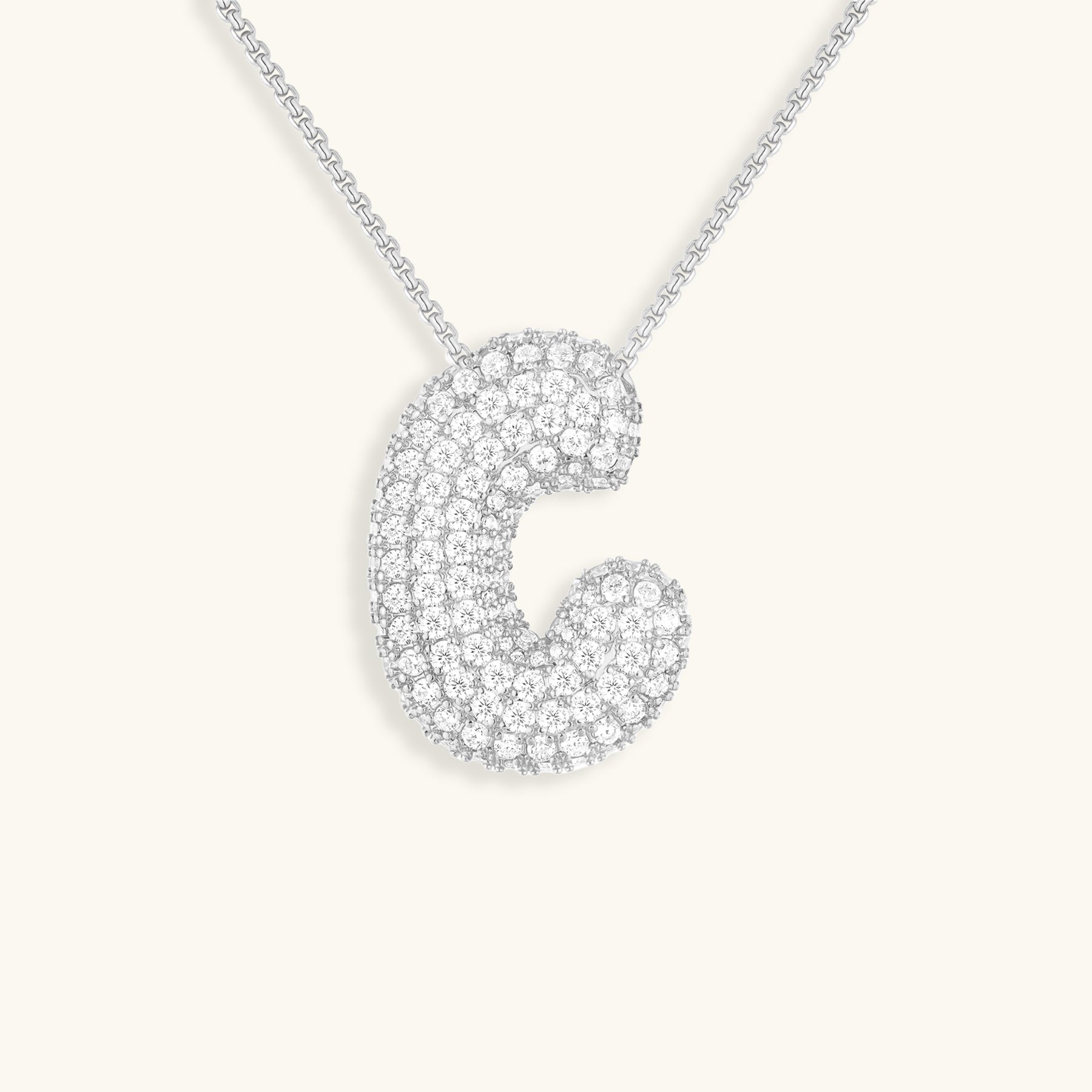 LunaBubble Initial Necklace with Diamond Effect – Personal Gift for Mother's Day