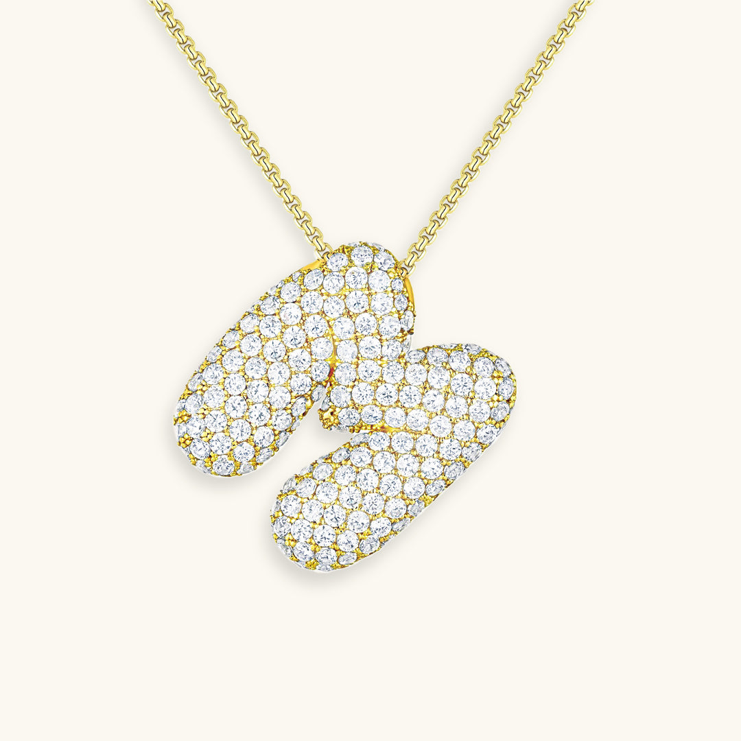 LunaBubble Initial Necklace with Diamond Effect – Personal Gift for Mother's Day