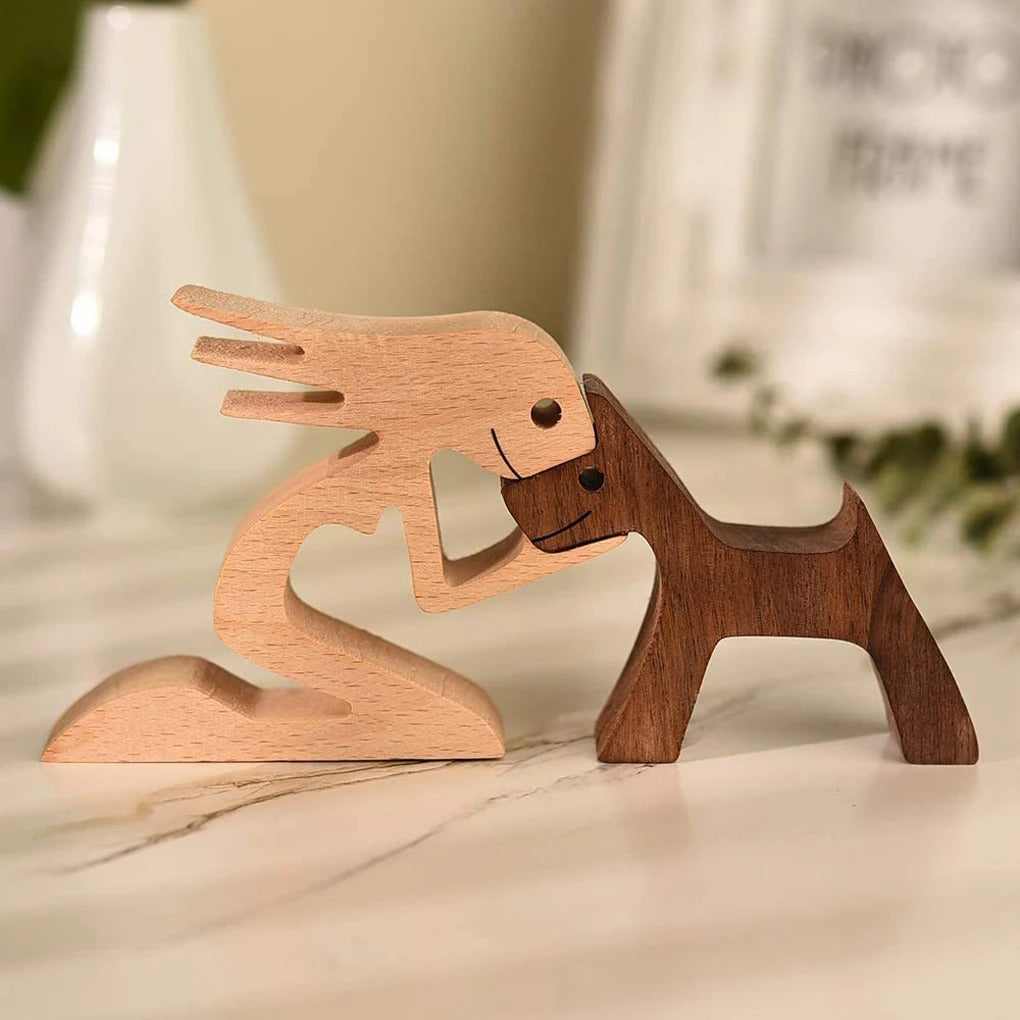 Handcrafted Wooden Dog Statue