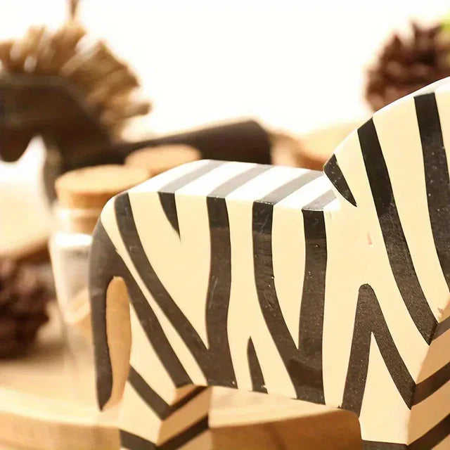 CozyHaus - Retro Zebra Decoration Wood set