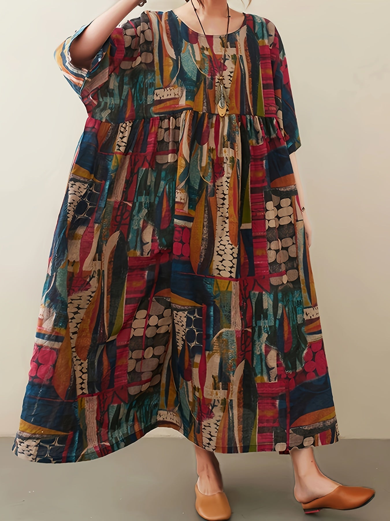 Vintage All Over Printed  Flowing Women’s Dress