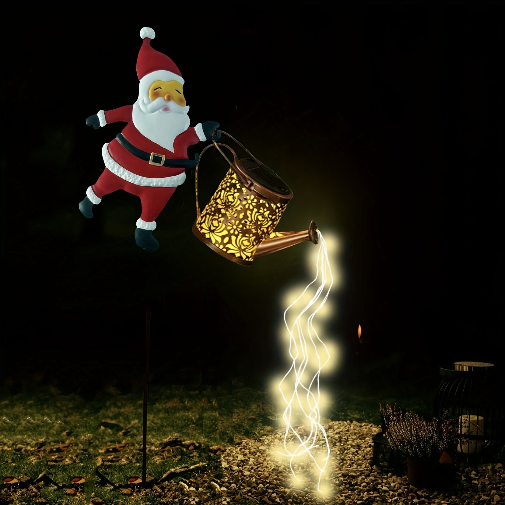 Solar-Powered Santa Claus Teapot Garden Lights