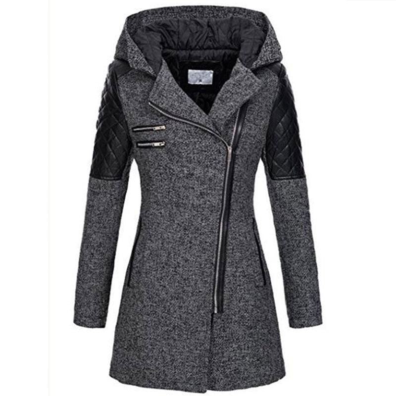 Caroline - Coat with diagonal zipper and extra warmth