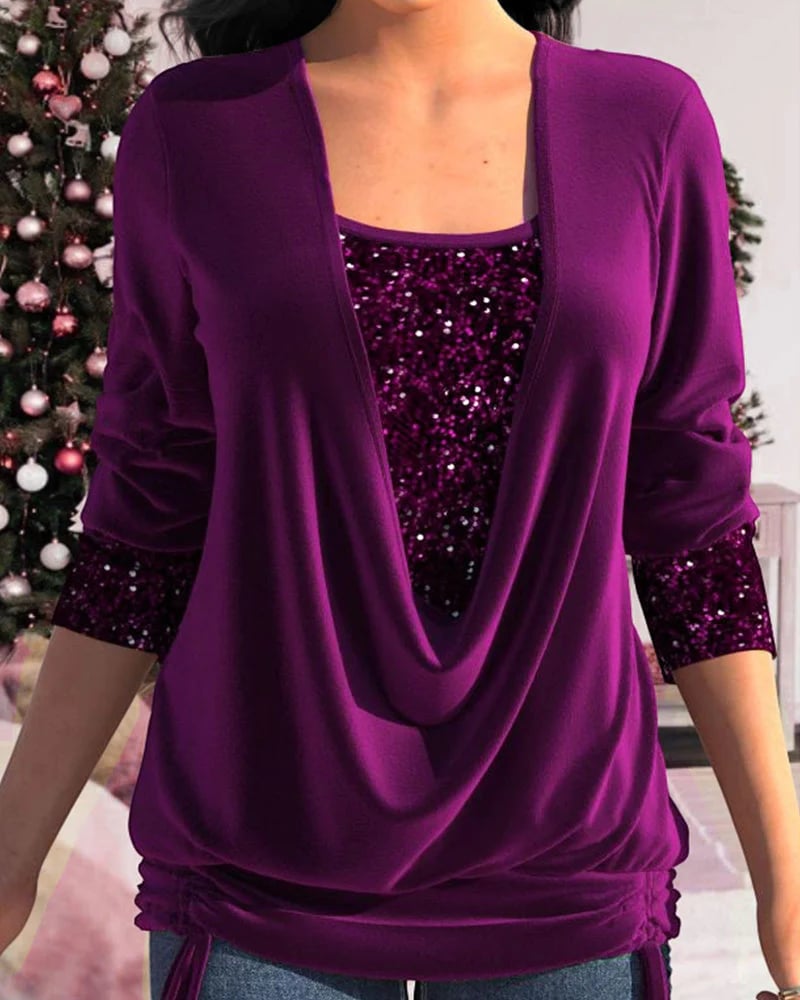 Ava Long-Sleeve Sequin Women's Shirt