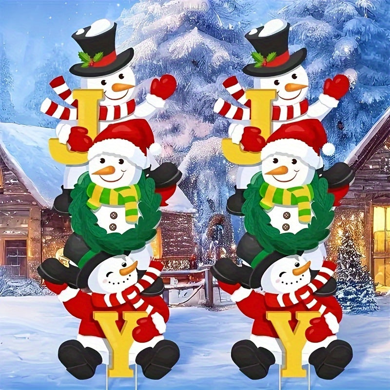 3pcs Set of Classic Snowman Christmas Yard Signs