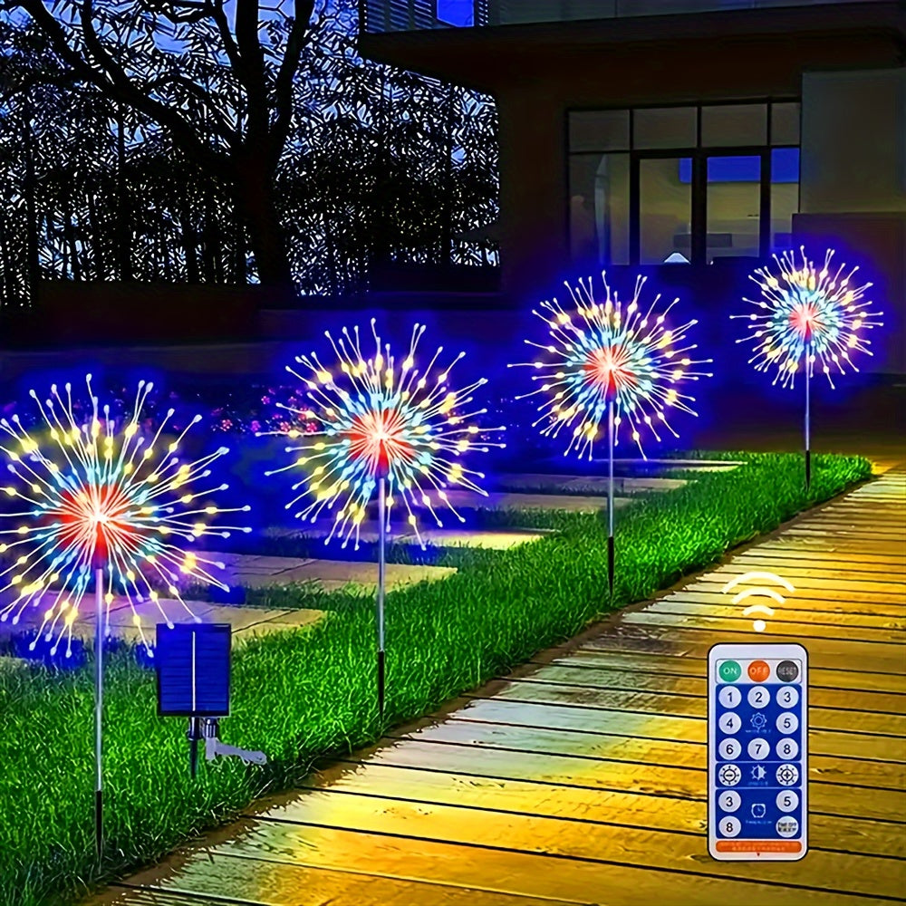 4pcs Led Solar Firework Lights, Outdoor Waterproof Solar Garden Fireworks