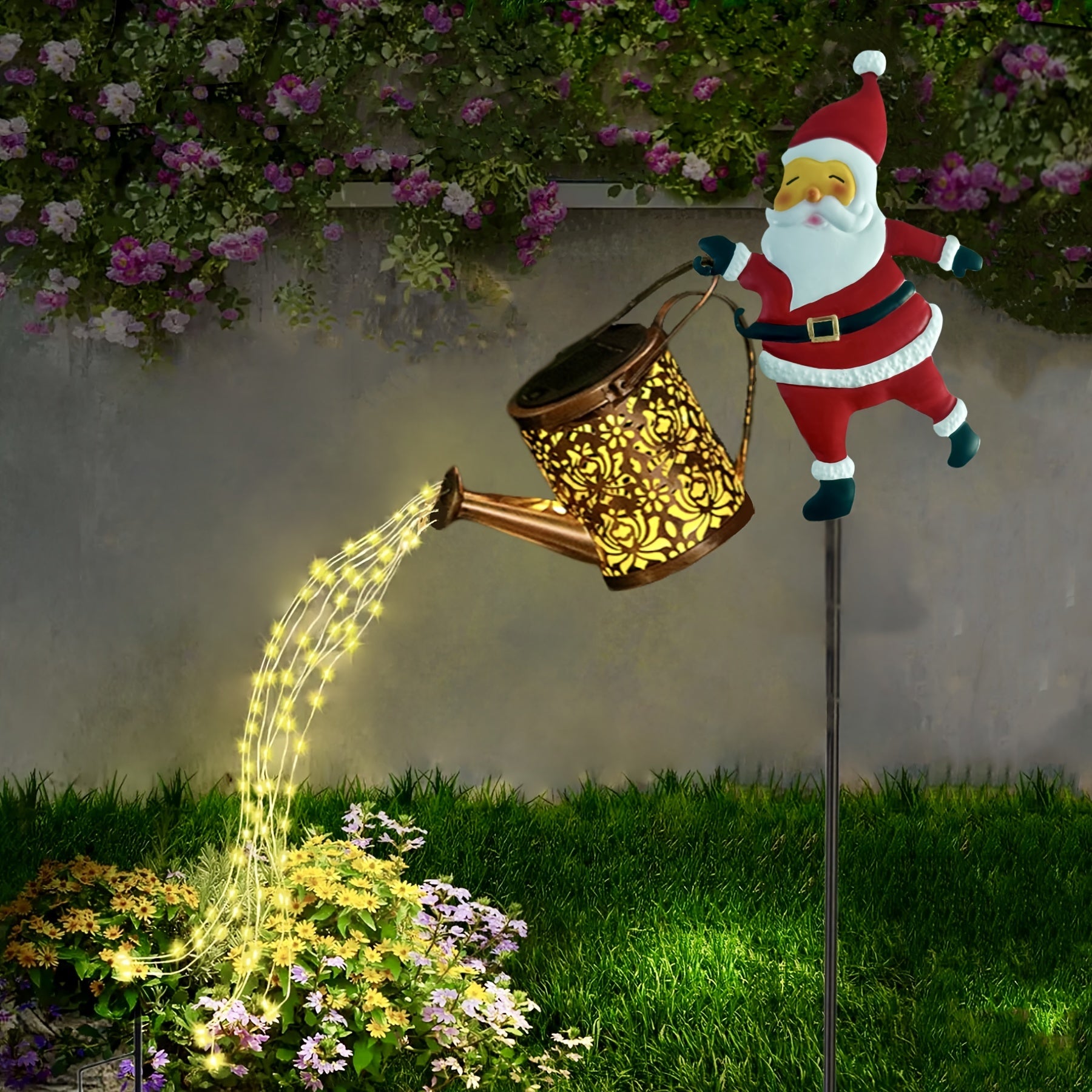 Solar-Powered Santa Claus Teapot Garden Lights