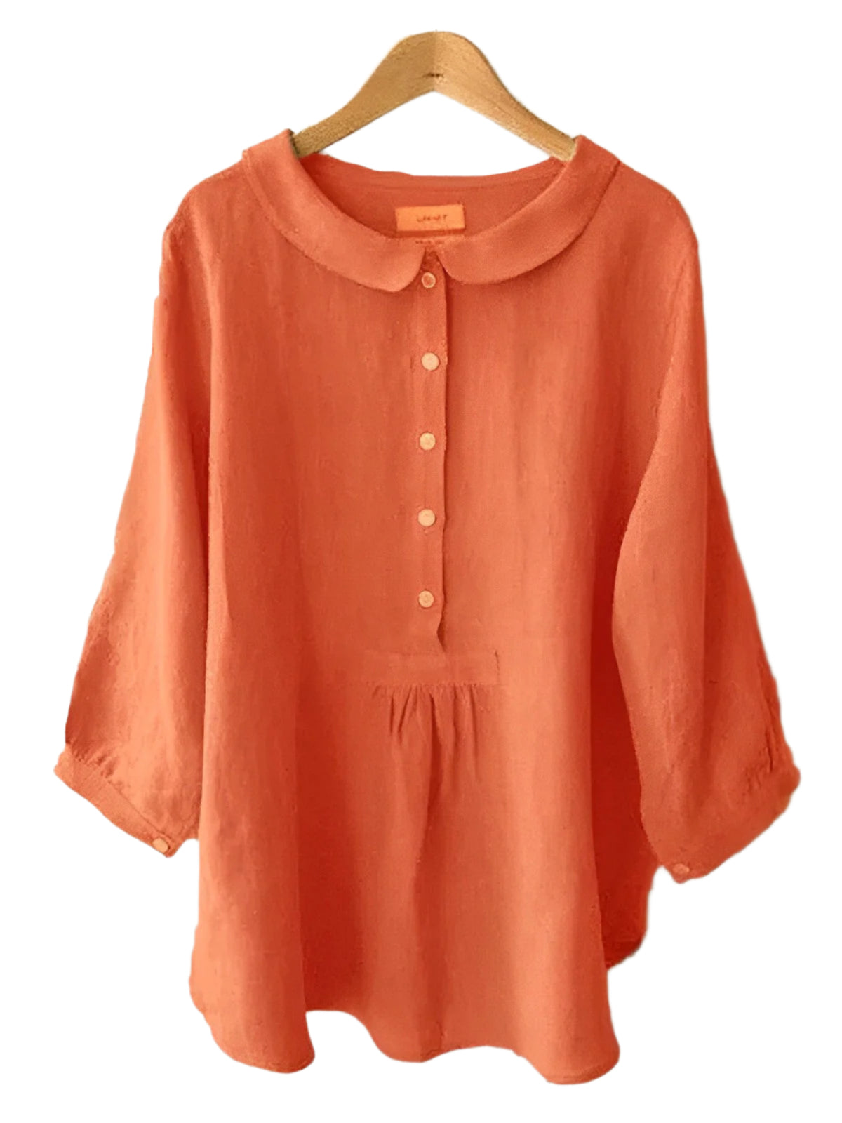 Jenikka - Airy Linen Blouse with Sleeves and Classic Collar
