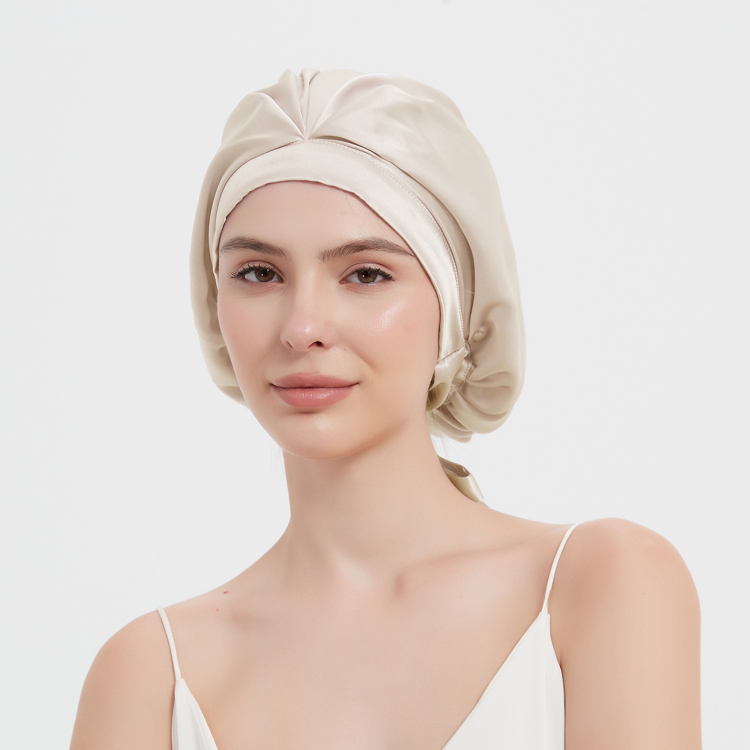 Cate | Lightweight Pleated Hair Bonnet for Sleeping