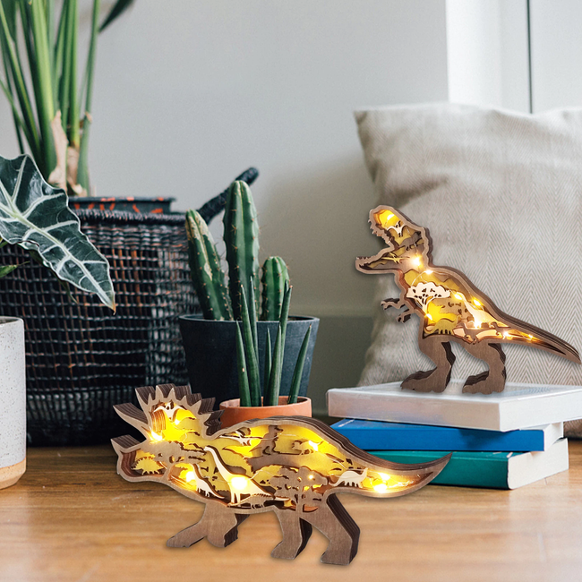 Jurassic Fun 3D Wooden Dinosaur Night Light