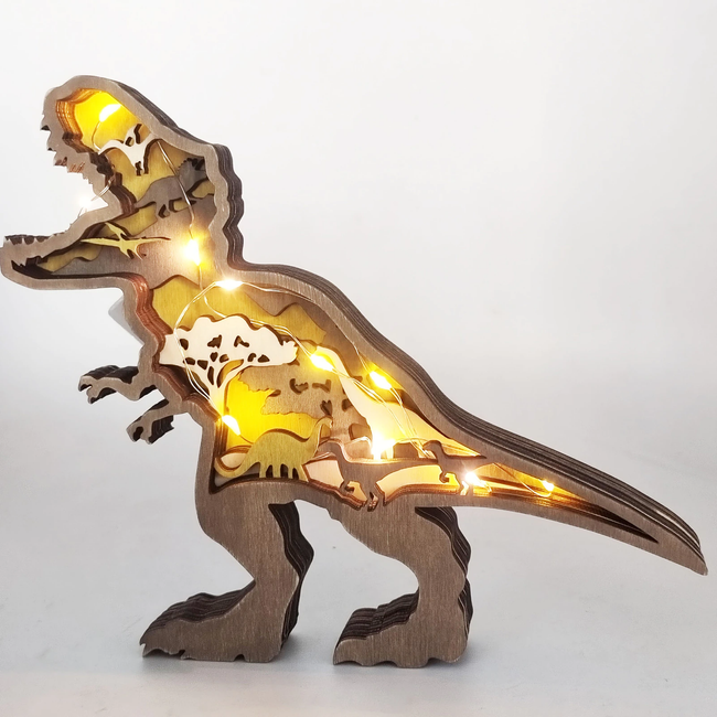 Jurassic Fun 3D Wooden Dinosaur Night Light