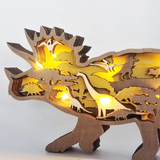 Jurassic Fun 3D Wooden Dinosaur Night Light