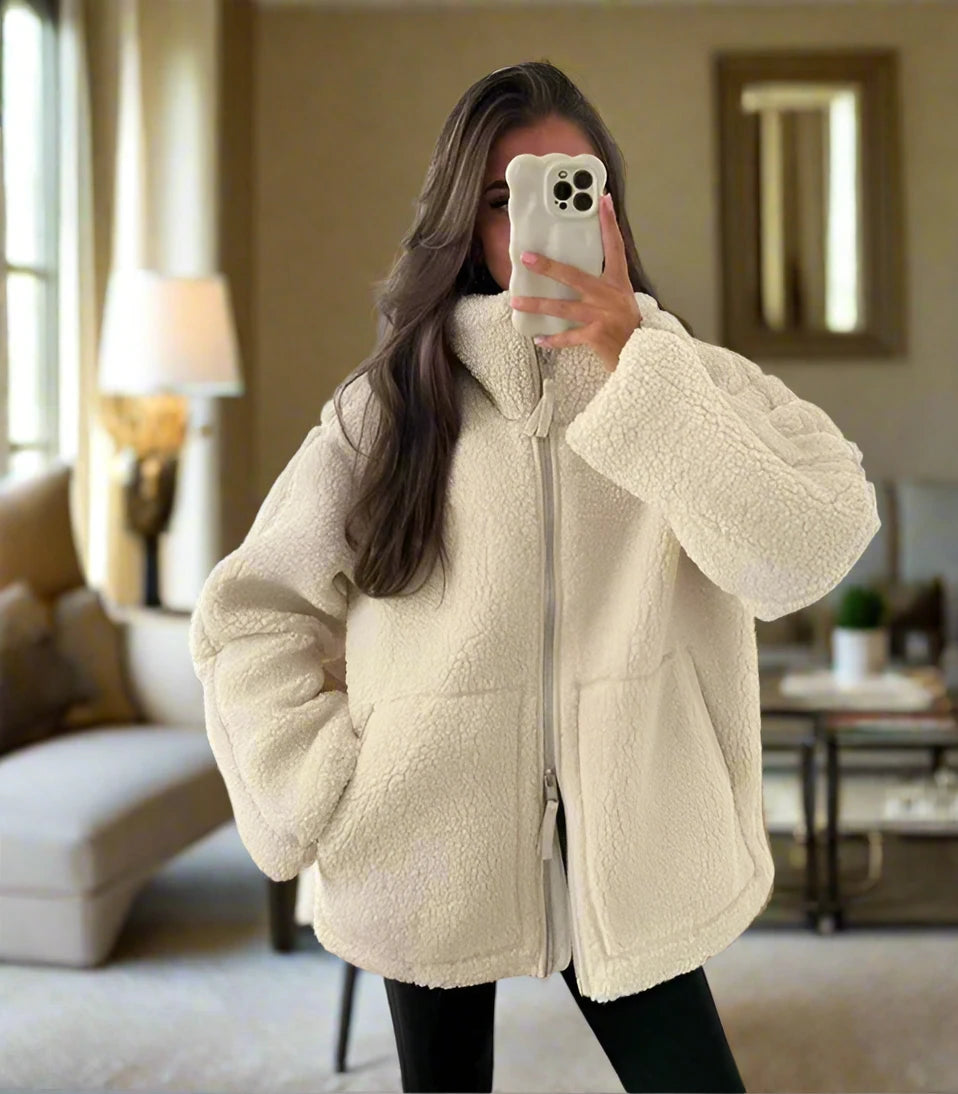 Ella - Oversized Fleece Jacket with Zipper