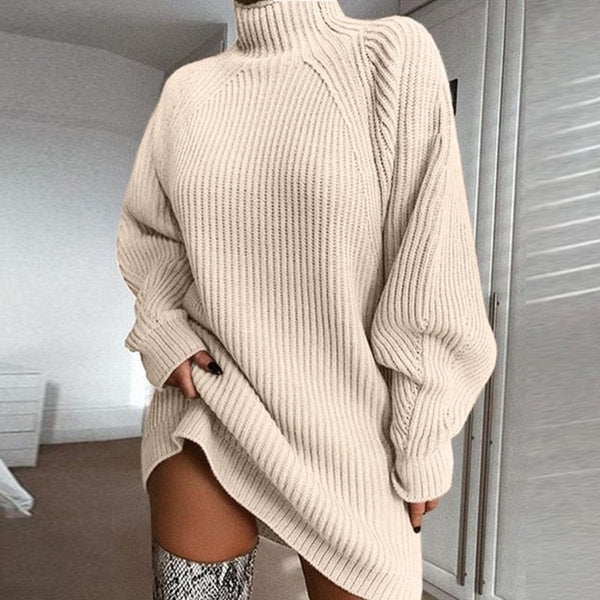 Lani | A-Line Autumn Knitted Sweater Jacket with Turtleneck