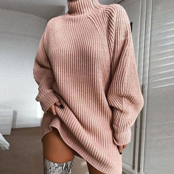 Lani | A-Line Autumn Knitted Sweater Jacket with Turtleneck