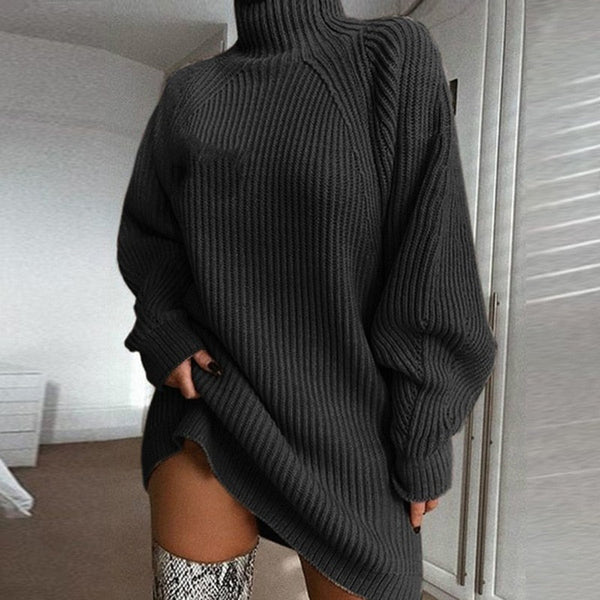 Lani | A-Line Autumn Knitted Sweater Jacket with Turtleneck