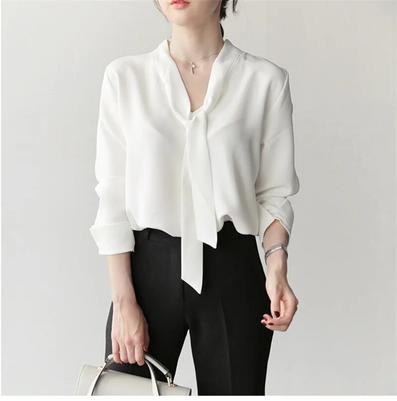 Grace Long-Sleeve Tie Blouse