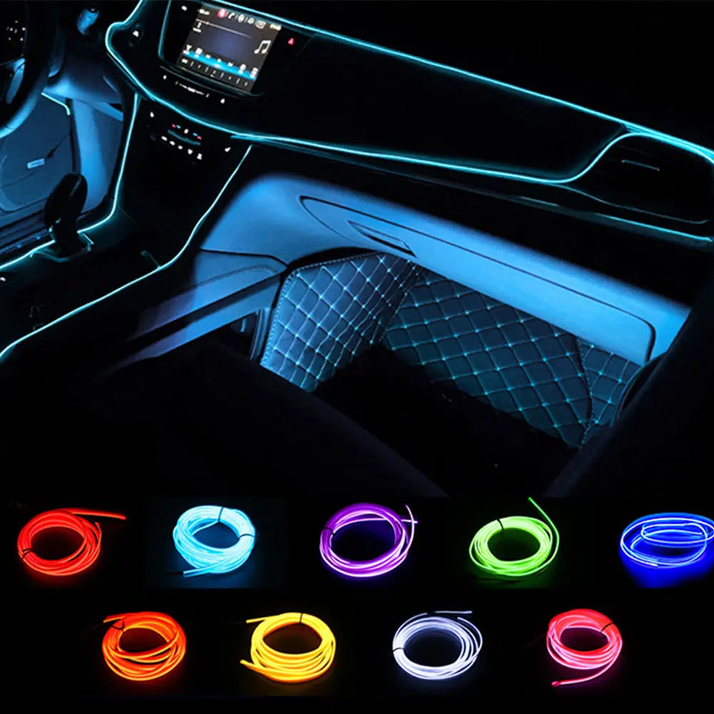 Flexible RGB LED Light Strip for Car Interior with Music Sensor and Remote Control