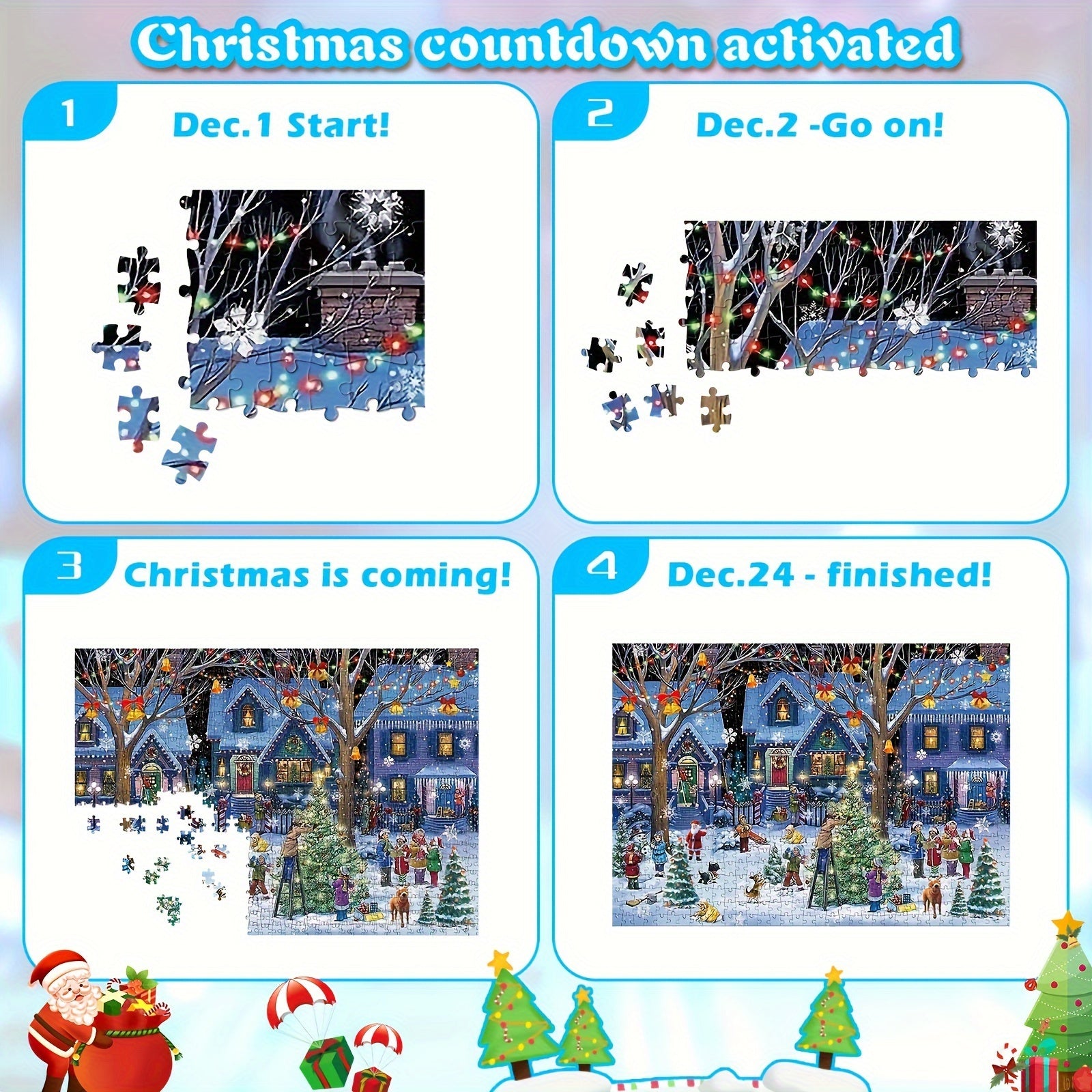 Contemporary Christmas Village Advent Calendar Puzzle