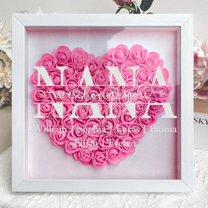 Personalized Flower Heart with Names – Unique Mother's Day Gift
