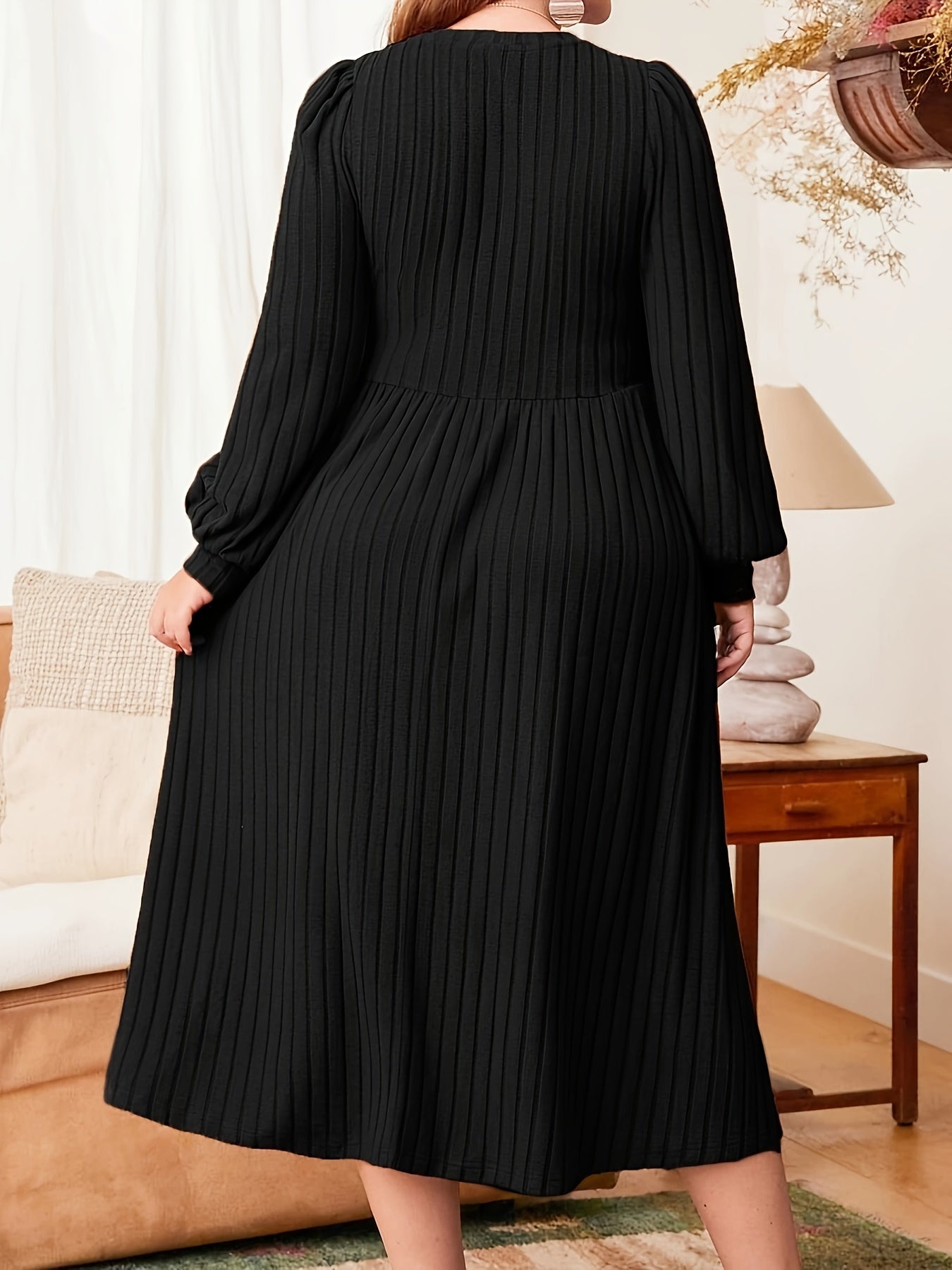 Line Pattern Long Sleeve Fashion Dress