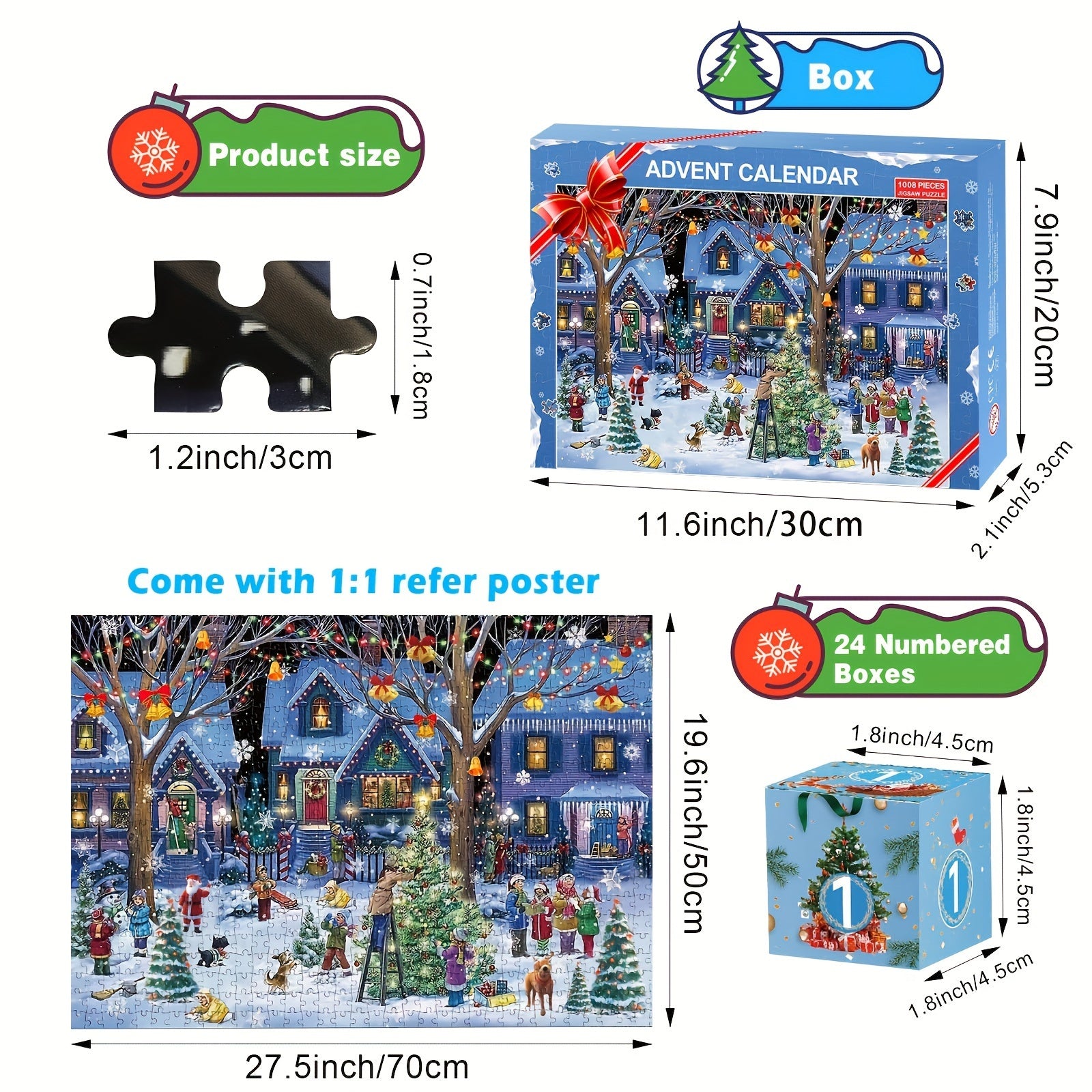 Contemporary Christmas Village Advent Calendar Puzzle