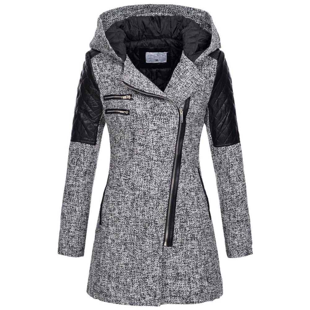 Caroline - Coat with diagonal zipper and extra warmth