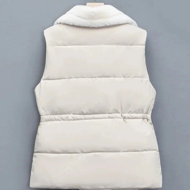 Stephanie - Luxurious Quilted Vest with Faux Fur Collar