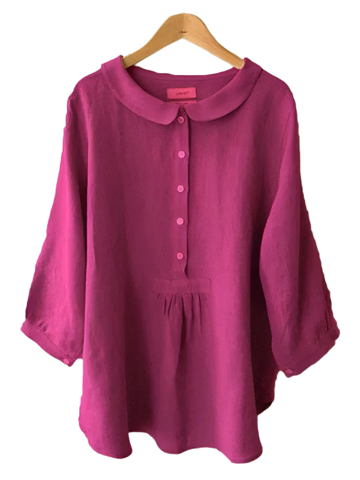 Jenikka - Airy Linen Blouse with Sleeves and Classic Collar