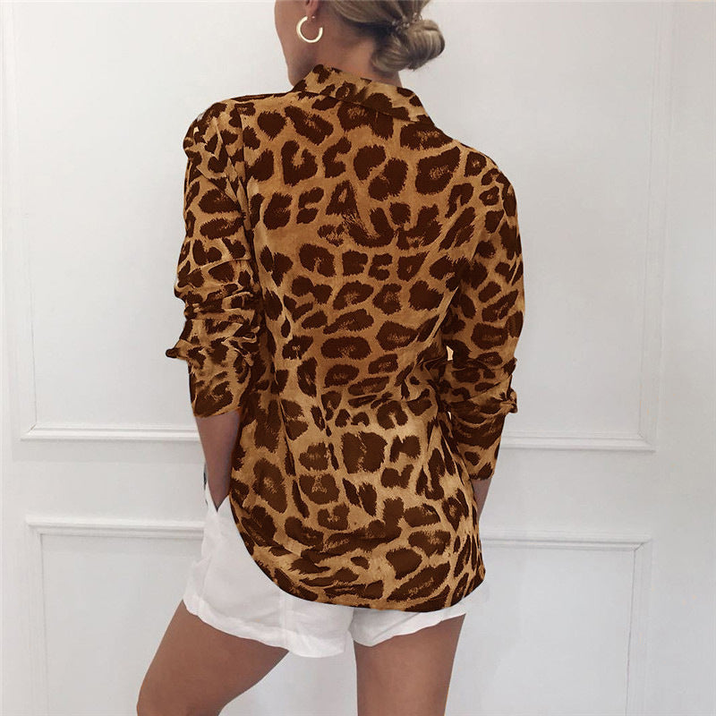 Olivia Classy Long Sleeve Leopard Print Blouse