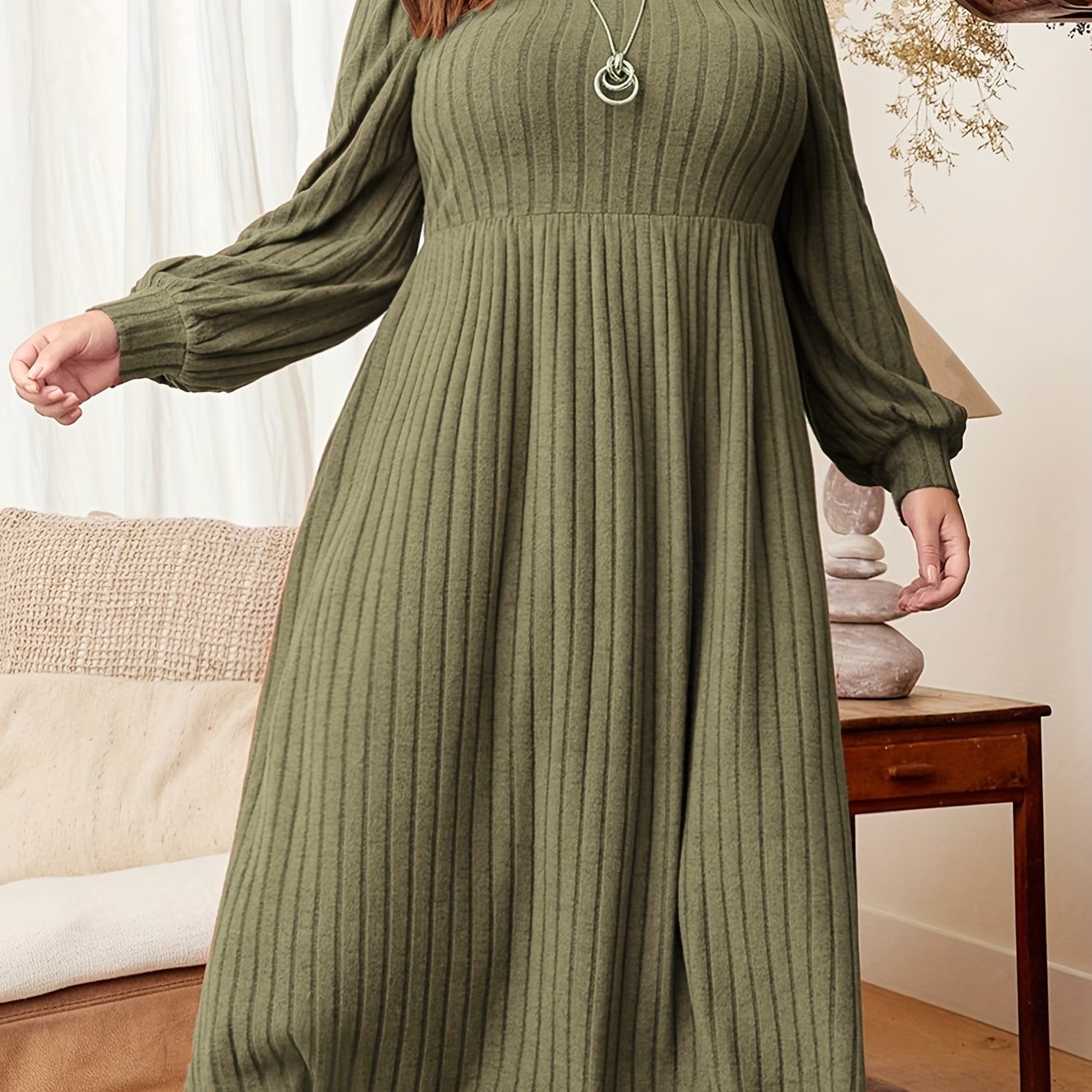 Line Pattern Long Sleeve Fashion Dress