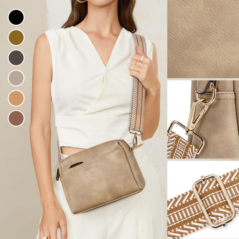 Luisa - Shoulder bag with triple zipper and striped strap
