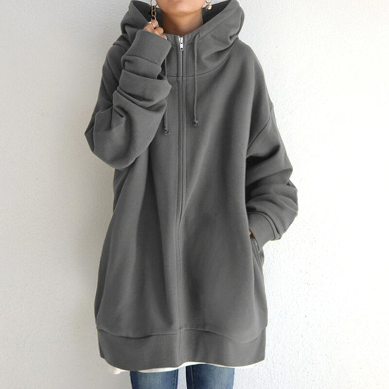 Ava - Oversized Hoodie with Zipper and Pockets