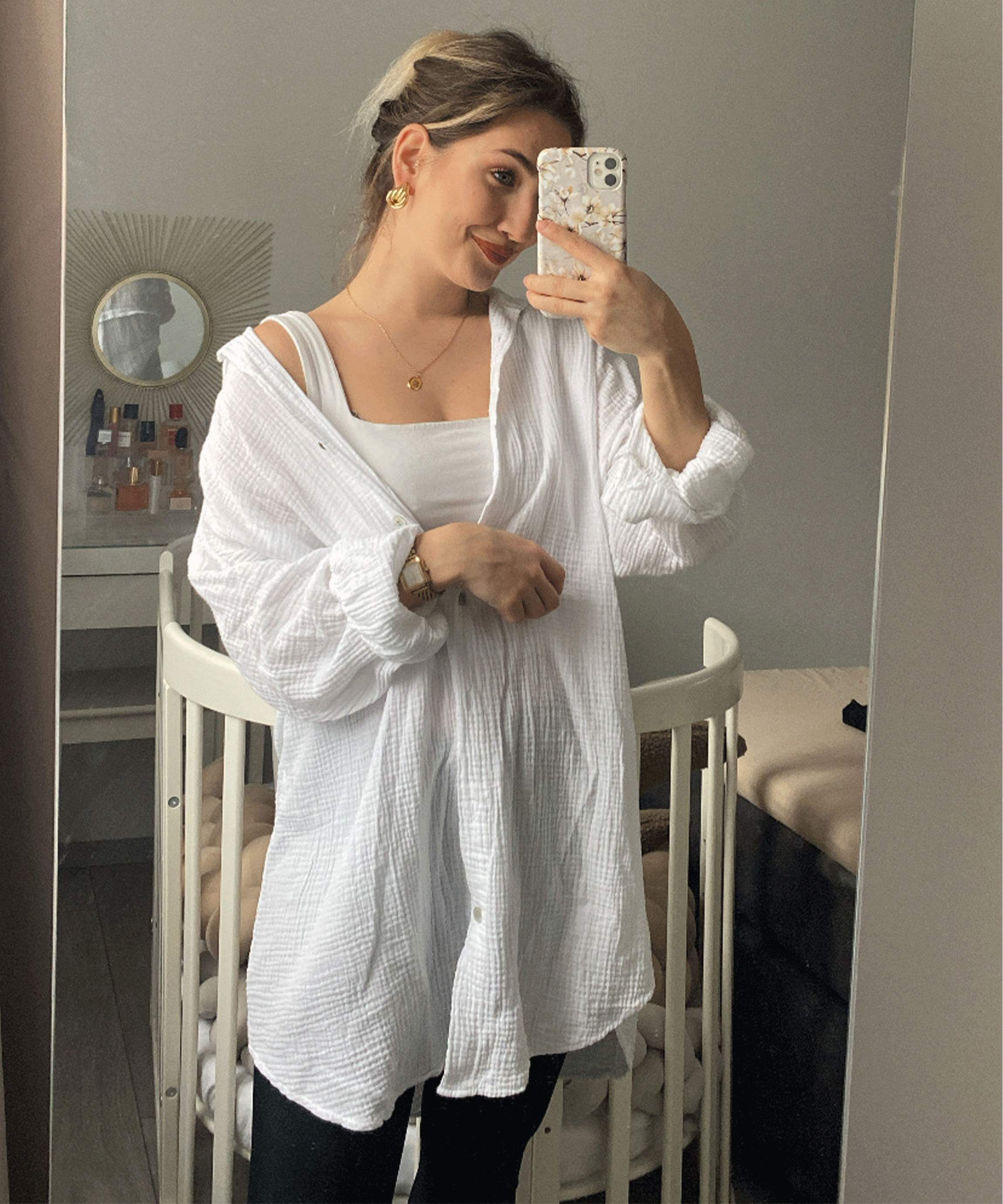 Freya White Muslin Long Blouse