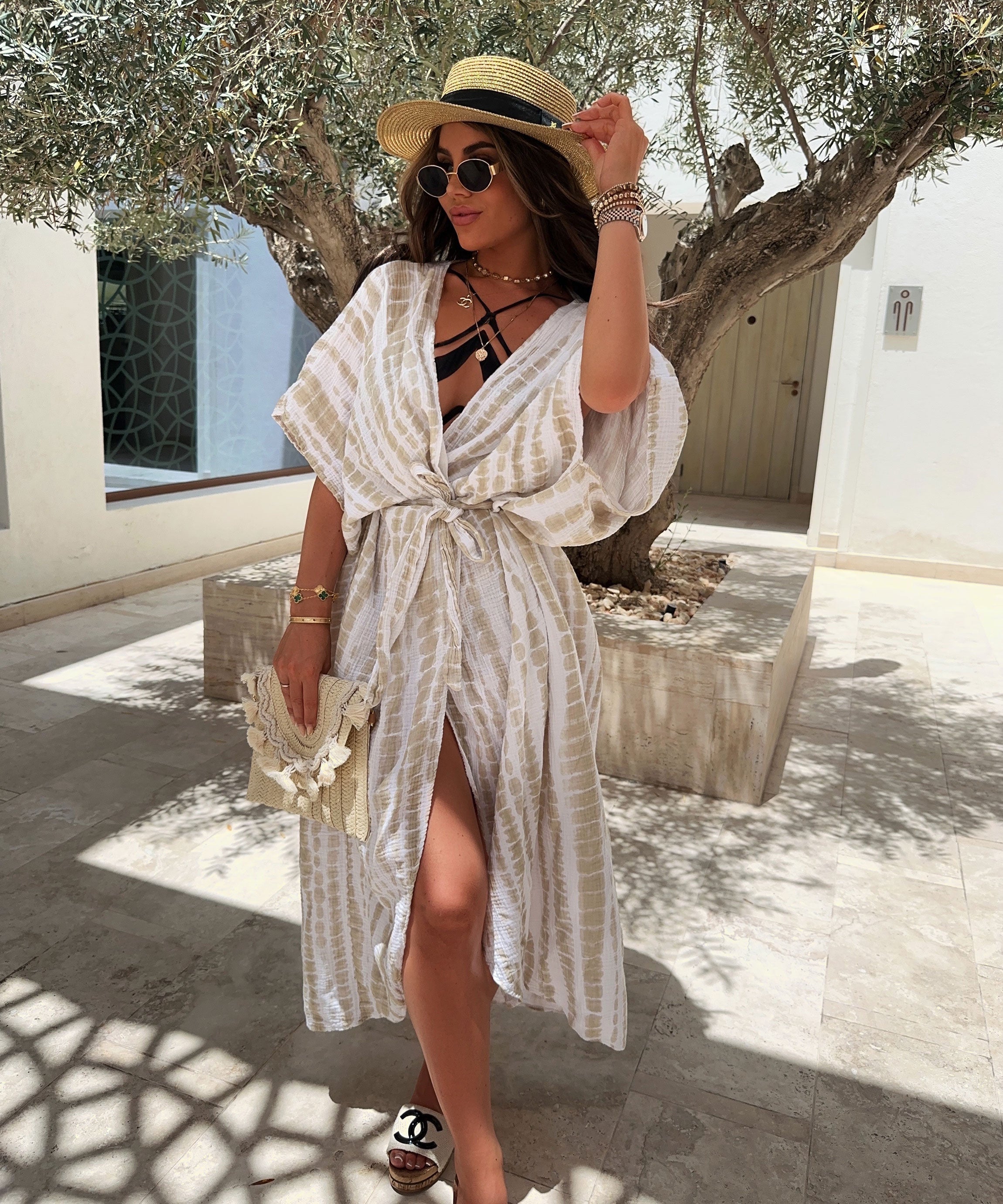 Malorie - Beige Snake Print Summer Cover-Up