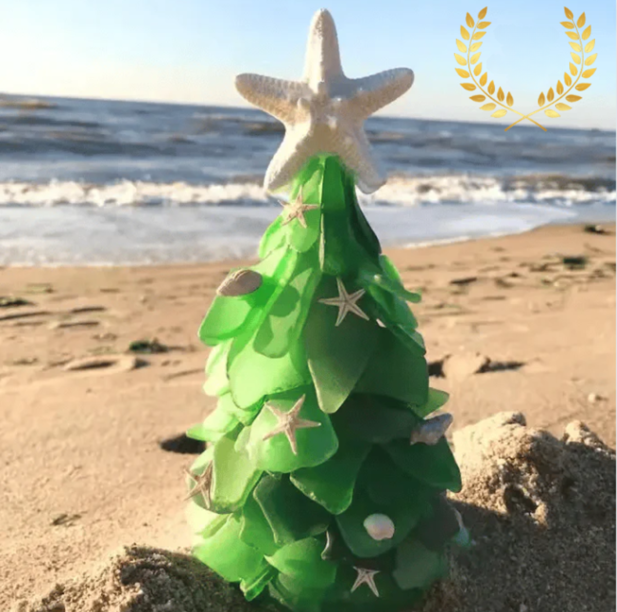 Seaside Serenity: Unique Handcrafted Glass Christmas Tree