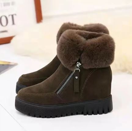 Nora - Slip-resistant fur boots with zipper