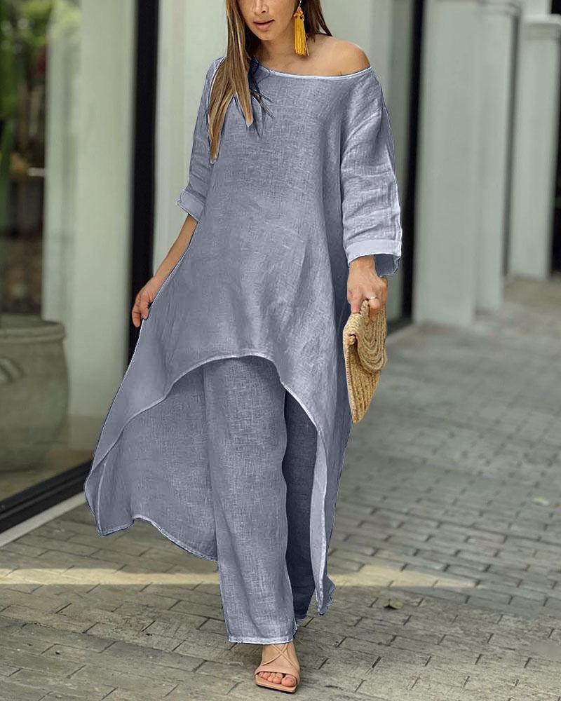 Irish | Fashion Matching Long Sleeve Dress with Pants Set