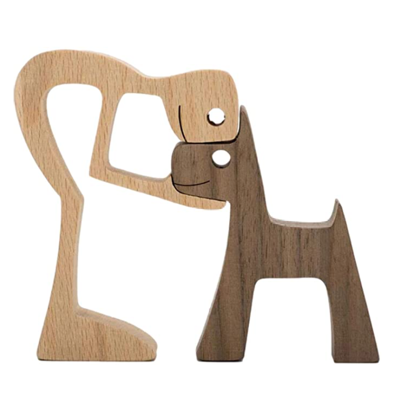 Handcrafted Wooden Dog Statue