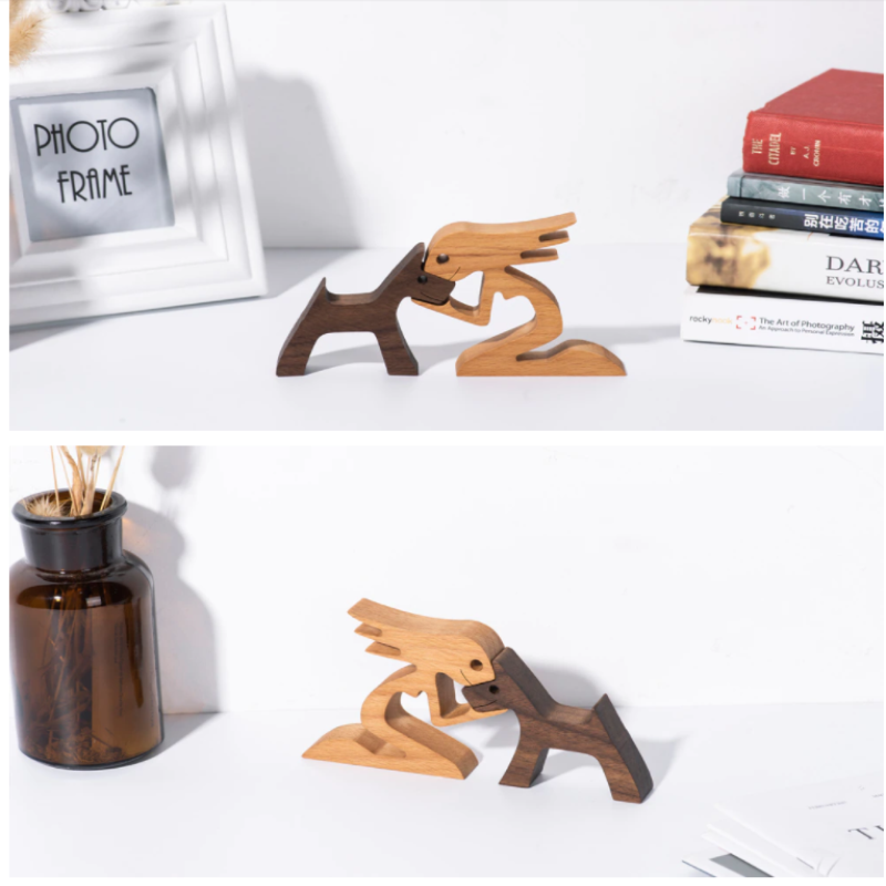 Handcrafted Wooden Dog Statue