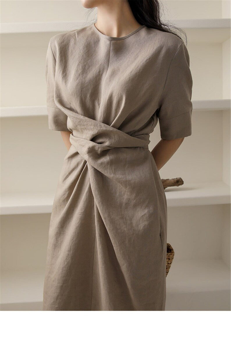 Shana Cotton and Linen Wrap Dress