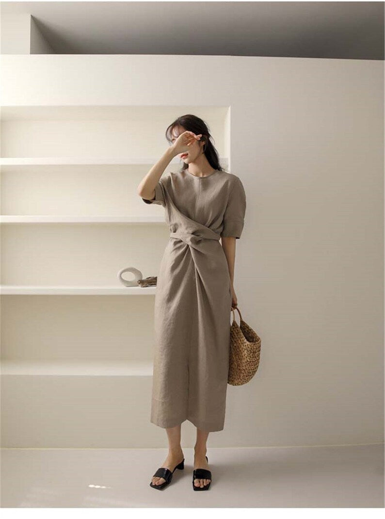 Shana Cotton and Linen Wrap Dress